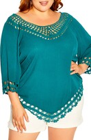 Thumbnail for your product : City Chic Catalina Island Crochet Trim Top