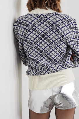 Saint Laurent Jacquard-knit Wool Cardigan - White