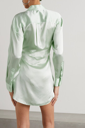 alexanderwang.t Draped Silk-charmeuse Mini Shirt Dress - Green