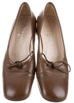 Thumbnail for your product : Chanel Leather Square-Toe Pumps