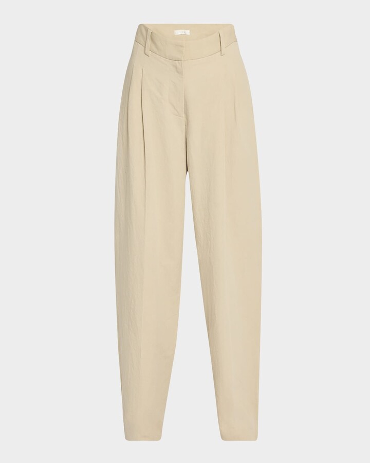 The Row Lilas Pleated Wide-Leg Cotton-Linen Pants