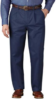 Charles Tyrwhitt Blue Classic Fit Single Pleat Weekend Cotton Chino Pants Size W42 L29