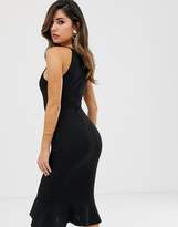 Thumbnail for your product : AX Paris square neck frill hem bodycon dress-Black