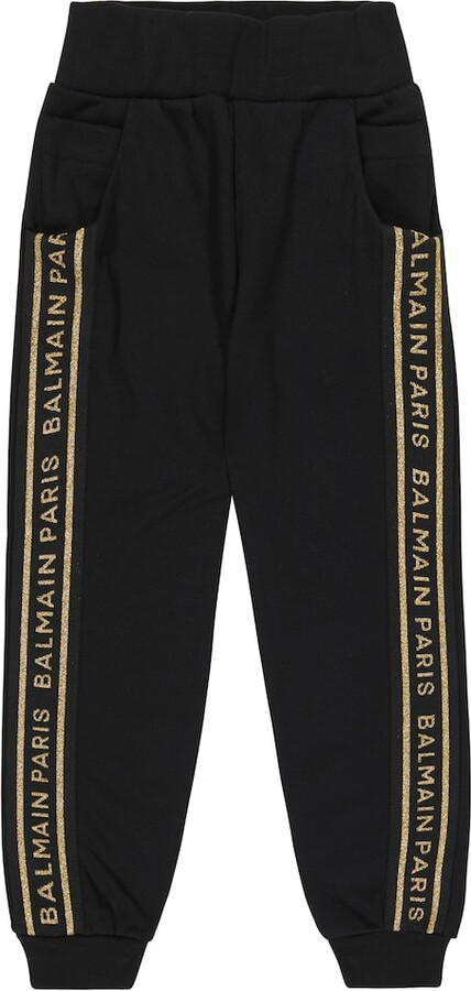 Balmain Kids Glitter-logo cotton jersey sweatpants