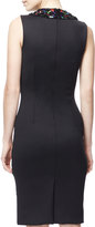 Thumbnail for your product : Alexander McQueen Sheath Dress with Hand-Beaded Collar, Black