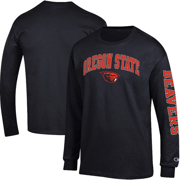 Men's Champion Black Oregon State Beavers Arch Over Logo 2-Hit Long Sleeve T-Shirt