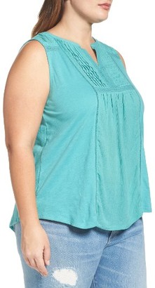 Lucky Brand Plus Size Women's Embroidered Pintuck Tank
