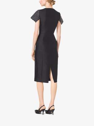 Michael Kors Collection Pearl-Embroidered Silk and Wool Shantung Sheath Dress