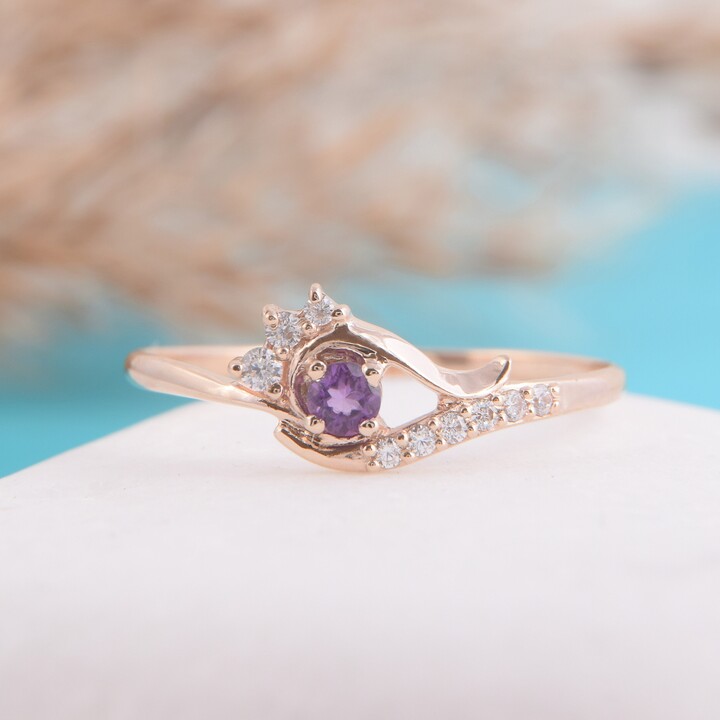 Etsy Amethyst Ring Promise Ring Gold Women Dainty Minimalist Purple Stone Jewelry Gold For Her
