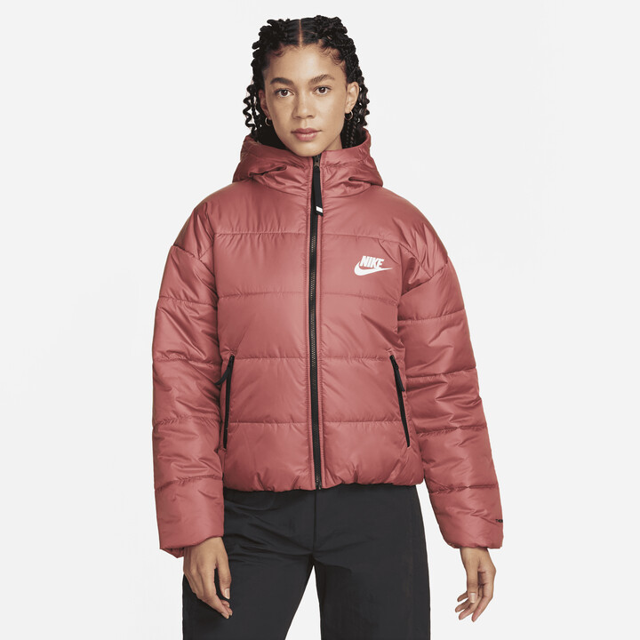 Nike Women's Sportswear Therma-FIT Repel Hooded Jacket in Red - ShopStyle