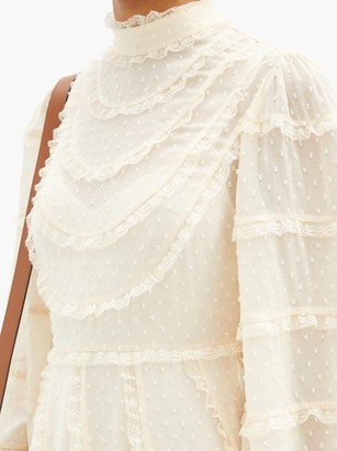 Zimmermann Ladybeetle Lace-trimmed Swiss-dot Voile Dress - Ivory