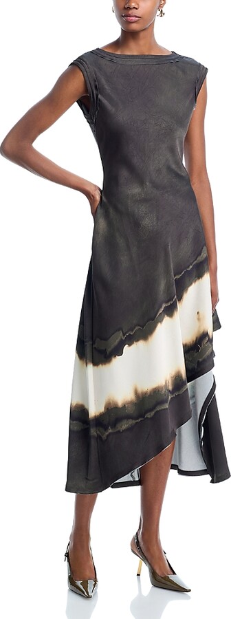 Jason Wu Collection Burned Stripe Satin Midi Dress