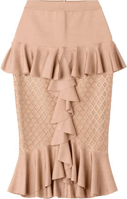 Balmain Knit Skirt with Ruffles