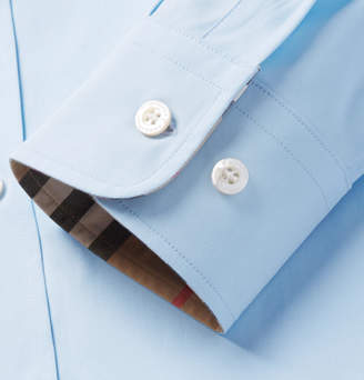 Burberry Slim-Fit Stretch-Cotton Poplin Shirt - Men - Sky blue