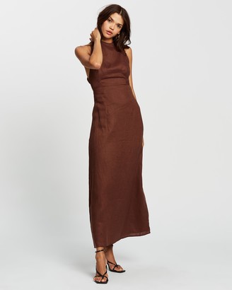 AERE - Women's Brown Maxi dresses - Cross Back Maxi Dress - Size 16 at The Iconic