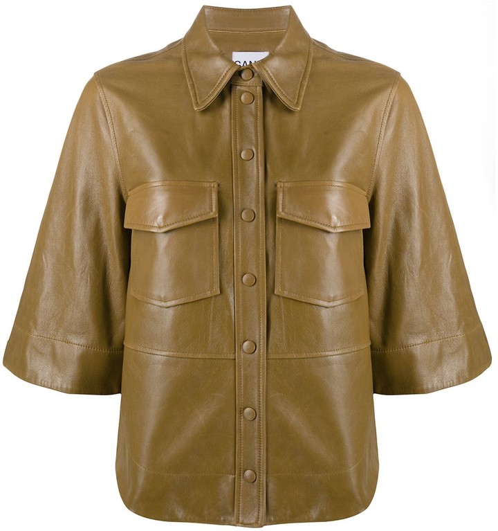 short sleeve faux leather jacket