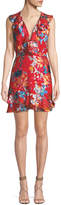 Thumbnail for your product : Saloni Cece V-Neck Sleeveless Floral-Print Ruffled Cocktail Dress