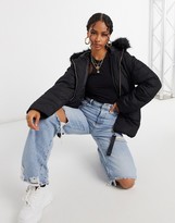 Thumbnail for your product : Qed London diamond quilted puffer jacket in black