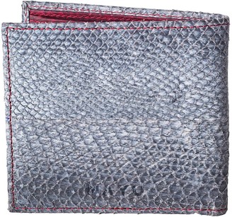 Mayu Carlos Fish Leather Bifold Wallet - Slate & Bordeaux