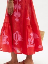 Thumbnail for your product : Vita Kin Shalimar Floral-appliqué Linen-voile Midi Dress - Red Multi