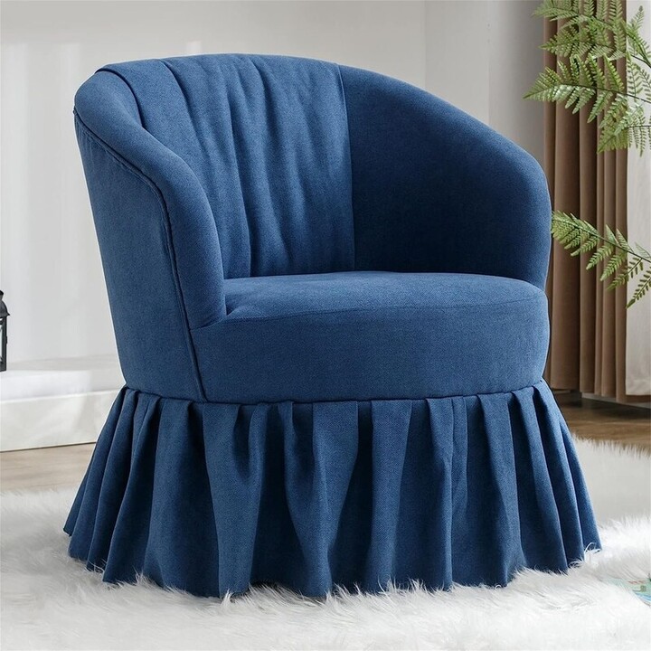 NOVABASA Swivel Barrel Chair with Pleated Skirt, Swivel Accent Chair