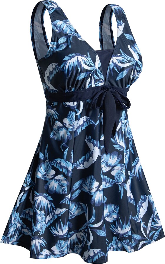 ECUPPER Womens One Piece Swim Dress Plus Size Bathing Suit Swimming