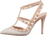 Thumbnail for your product : Valentino Rockstud Crystallized T-Strap Slingback, Poudre
