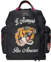 Thumbnail for your product : Gucci Embroidered Drawstring Backpack, Black
