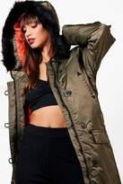 Thumbnail for your product : boohoo Faux Fur Trim Parka