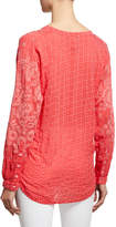 Thumbnail for your product : Johnny Was Hunter Long-Sleeve Tie-Front Sheer Georgette Blouse