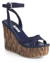 Thumbnail for your product : Miu Miu Suede Wooden Wedge Sandals