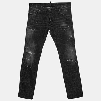 DSQUARED2 Black Distressed Studded Denim Slim Fit Jeans M Waist 33"