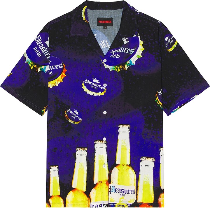 Pleasures Cerveza Camp Shirt in Blue