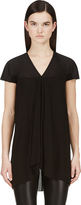 Thumbnail for your product : Rick Owens Black Cap Sleeve Gathered Silk Blouse