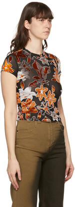 Eckhaus Latta Orange & Black Burnout Velvet Shrunk T-Shirt