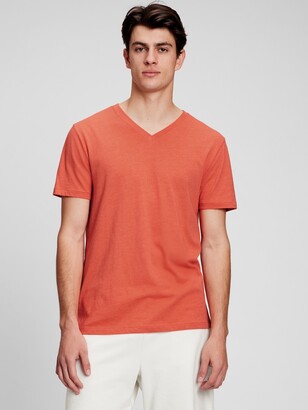INC Mens Orange Ribbed Split V Tee T-Shirt Big & Tall 3XL BHFO 5102 