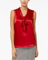 Thumbnail for your product : Kasper Charmeuse Tie-Neck Top, Regular and Petite