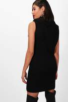 Thumbnail for your product : boohoo Sleeveless Knitted Roll Neck Dress