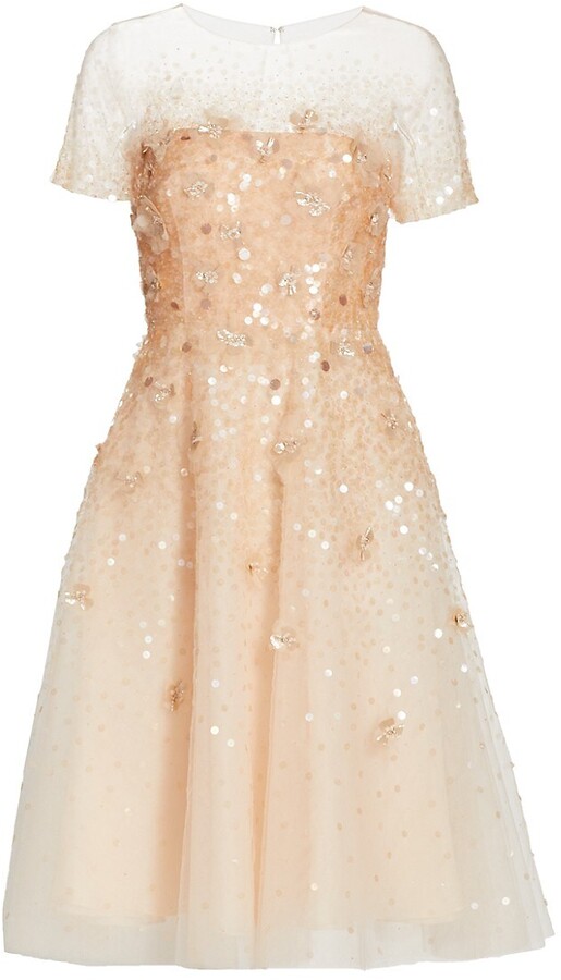 Carolina Herrera Floral & Sequin-Embellished Dress - ShopStyle
