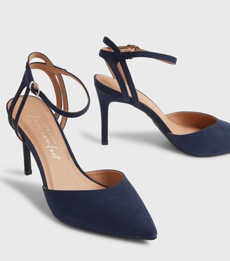 New Look Navy Suedette Pointed Court Shoes Vegan - ShopStyle Heels