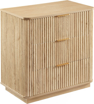 Latitude Run 3 Drawers Drasser 2PCS, 27.6'' Wide Modern Chest Of Drawers Curved Wave Design,Nightstand,For Bedroom, Living Room, Hallway, Oak