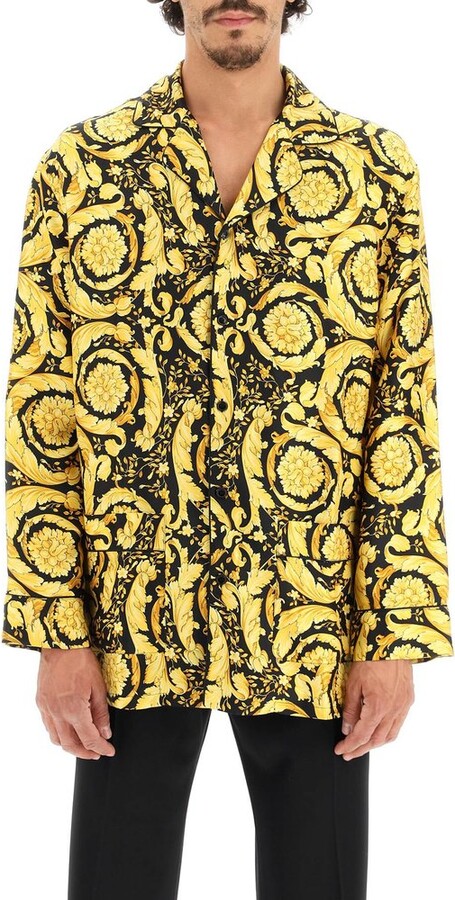 Versace Baroque Pattern Long Sleeved Pajama Shirt - ShopStyle