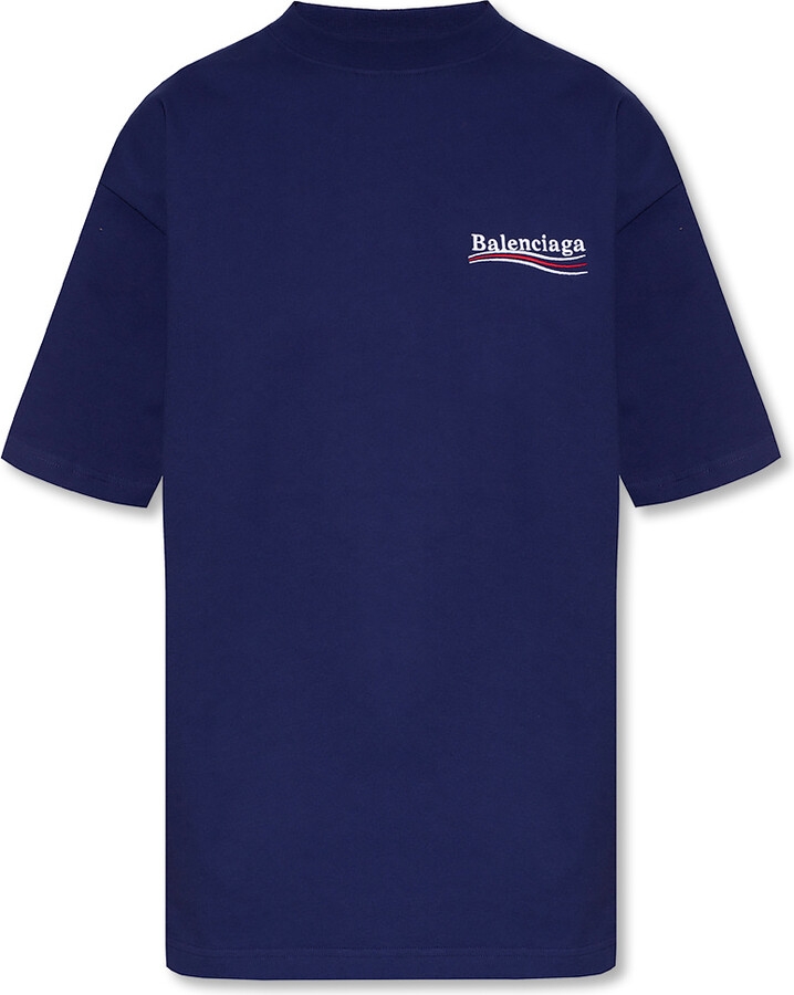 Balenciaga Logo T-shirt Women's Navy Blue - ShopStyle