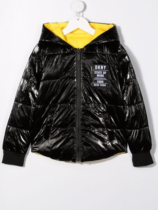 DKNY Logo-Patch Reversible Puffer Jacket