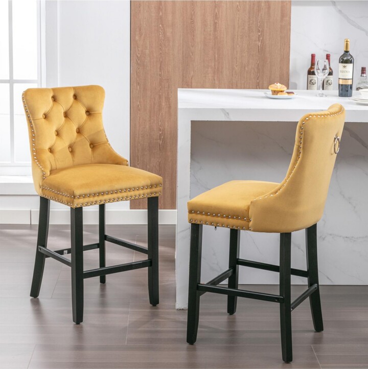 Streamdale Furniture Handcrafted Velvet Barstools with Supportive Backrest