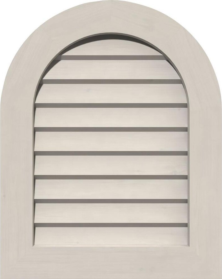Ekena Millwork 27 in. x 35 in. Round Top Primed Smooth Western Red Cedar Wood Built-in Screen Gable Louver Vent