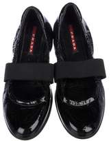 Thumbnail for your product : Prada Sport Patent Leather Round-Toe Flats