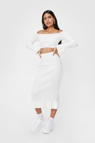Thumbnail for your product : Nasty Gal Womens Knitted Off the Shoulder Top and Midi Skirt Set - White - 8