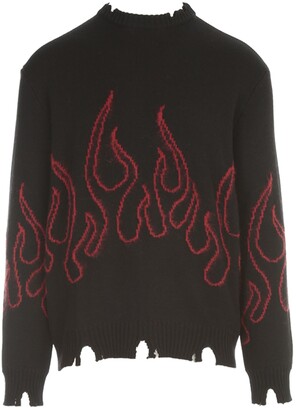 red and black flame sweater