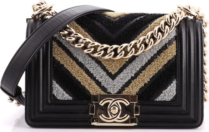 Chanel Boy Flap Bag Chevron Fabric and Lambskin Small - ShopStyle